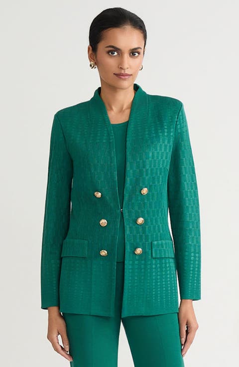 Ming Wang Tailored Tonal Multi-Stitch Knit Jacket