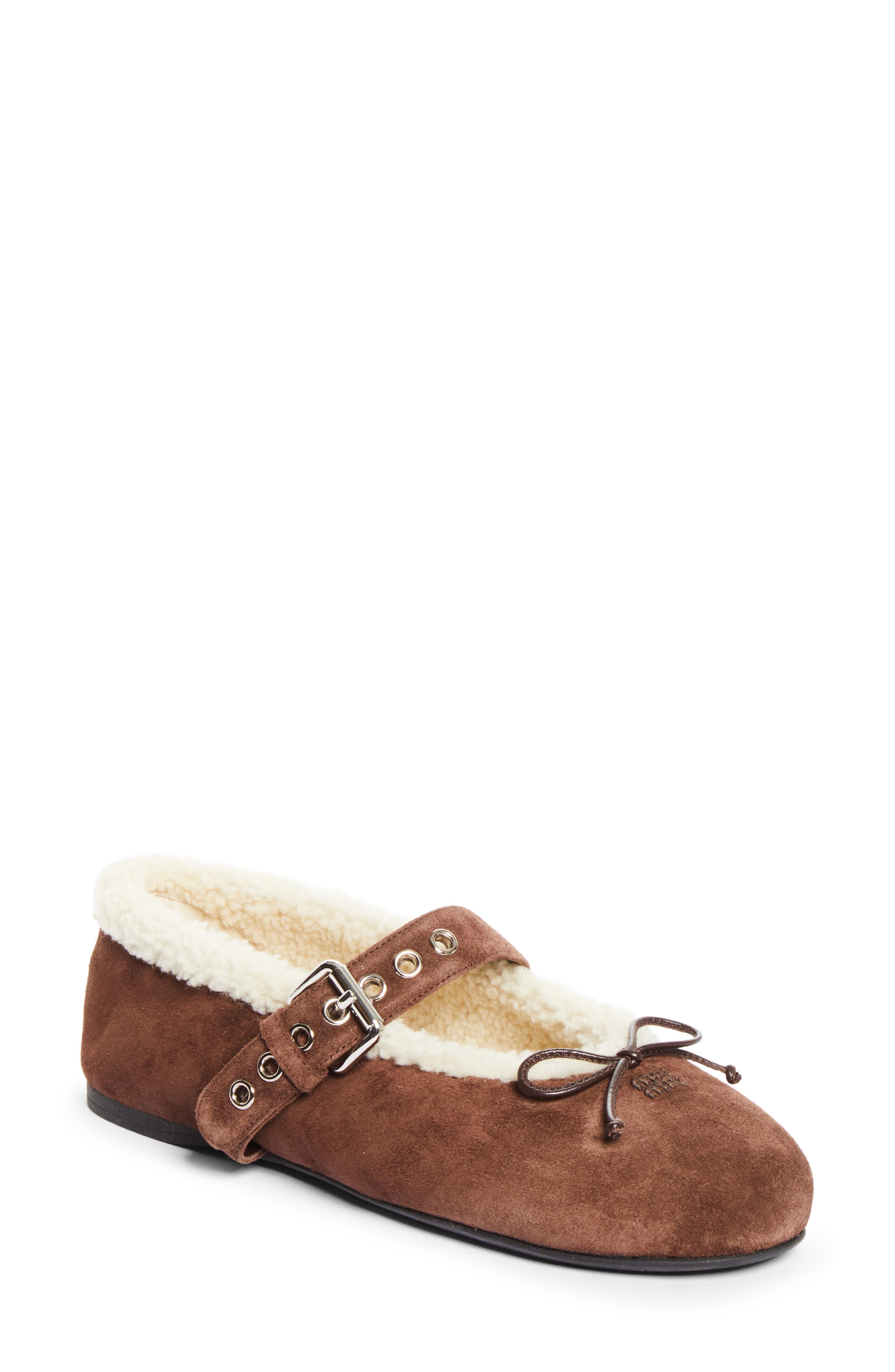 Genuine Shearling Lined Ballet Flat, Main, color, MORO