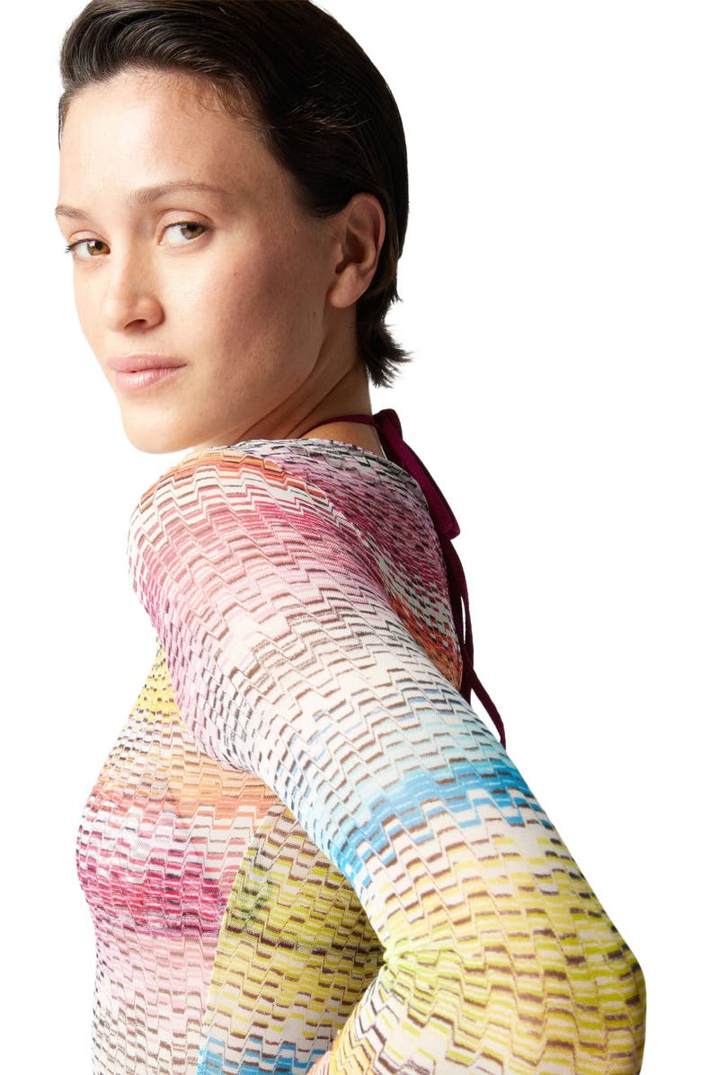Missoni Long-sleeved Dress In Printed Tulle, Alternate, color, Multicoloured 2