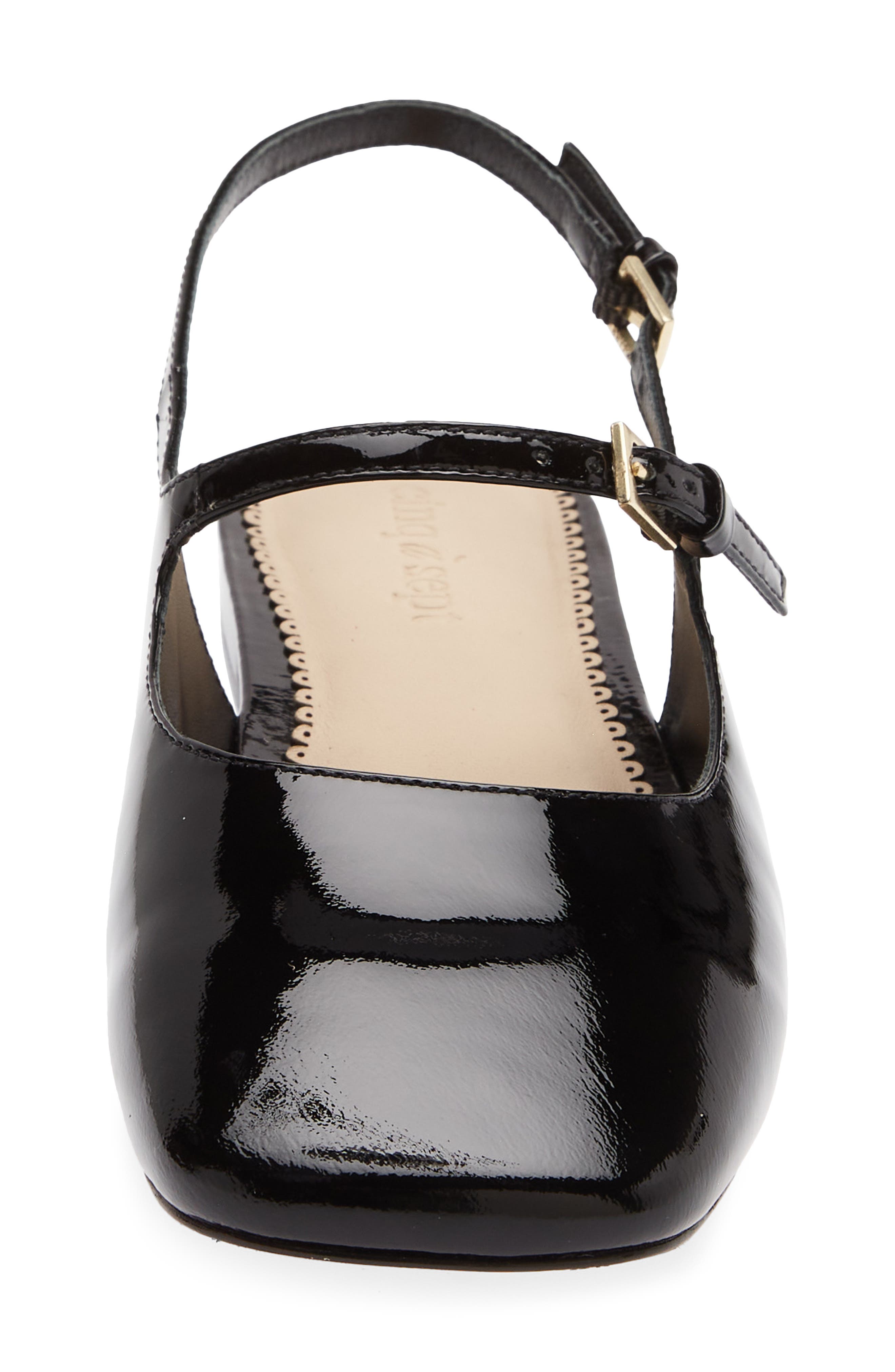 Elena Leather Square Toe Flat, Alternate, color, BLACK