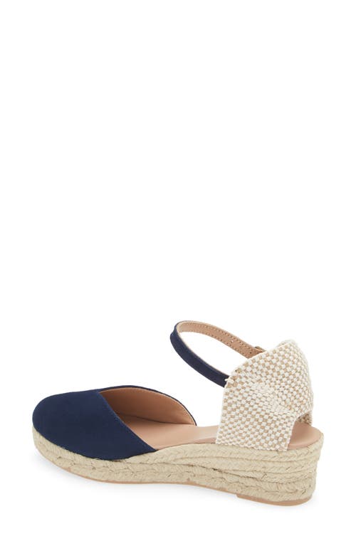 Cordani Elliana Ankle Strap Platform Wedge Espadrille In Navy Suede