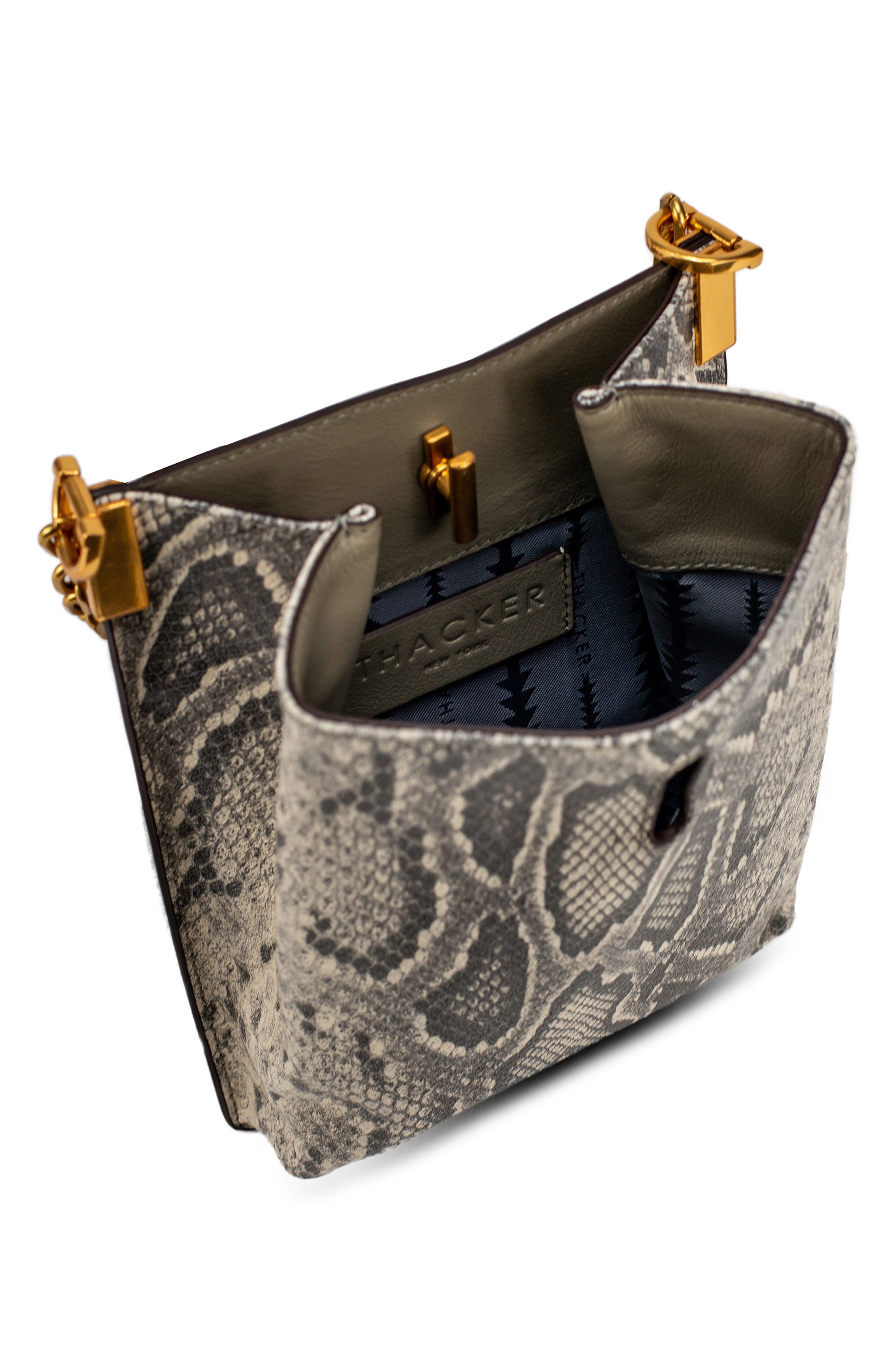 Thacker Pippa Snake Embossed Leather Crossbody Bag, Alternate, color, 