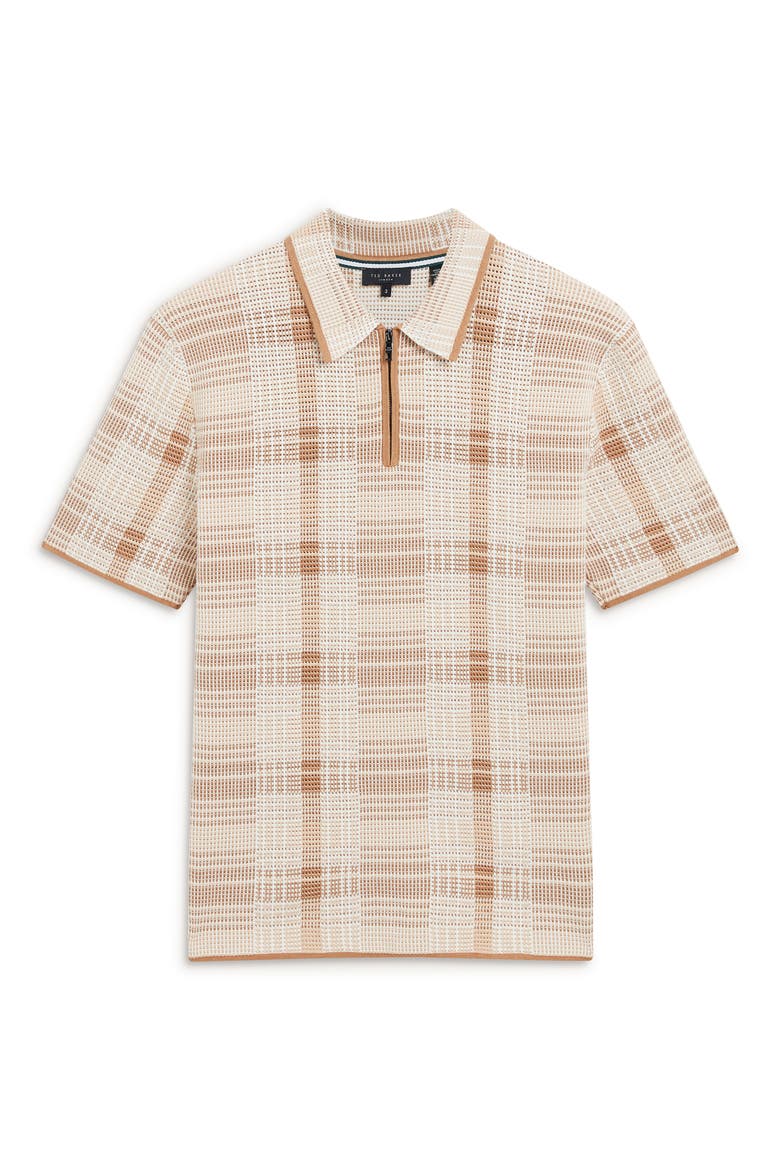 Halpirt Check Quarter Zip Polo, Alternate, color, TAUPE