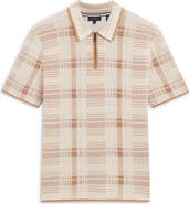 Ted Baker Halpirt Check Quarter Zip Polo