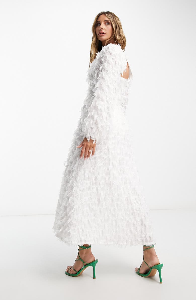 ASOS DESIGN Fluffy Long Sleeve Midi Dress, Alternate, color, 