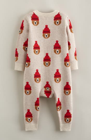 Bear Jacquard Cotton Sweater Romper