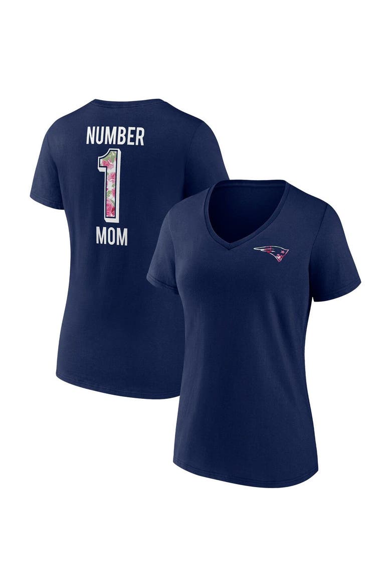 Women's Fanatics Branded Navy New England Patriots Team Mother's Day V-Neck T-Shirt, Main, color, Navy