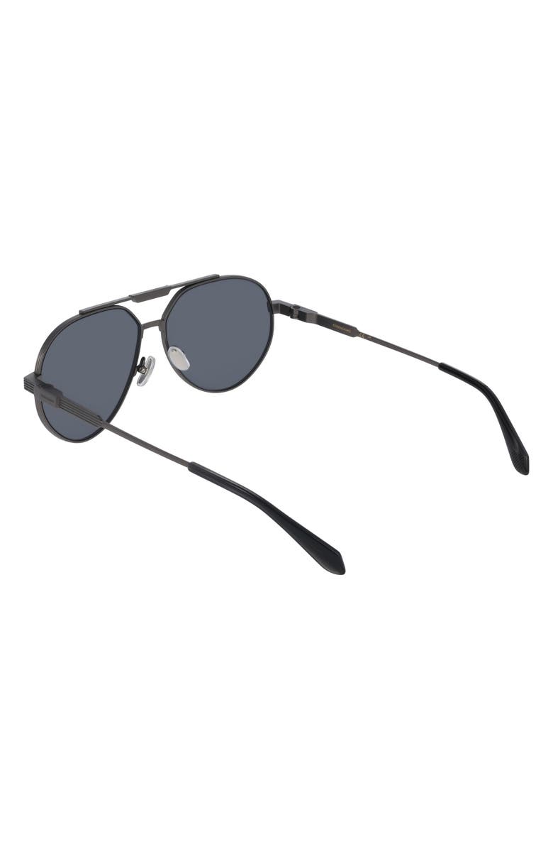 FERRAGAMO 62mm Oversize Aviator Sunglasses, Alternate, color, Matte Dark Gunmetal