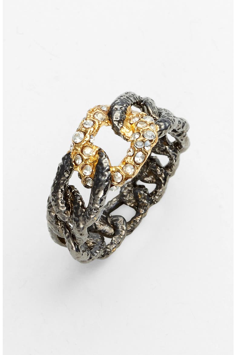 'Elements - Jardin de Papillon' Chain Link Ring, Main, color, GUNMETAL/ GOLD