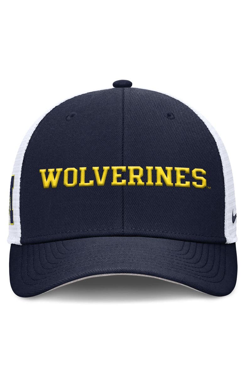 Nike Men's Nike Navy Michigan Wolverines 2025 Dugout Coaches Rise Performance Trucker Adjustable Hat, Alternate, color, 