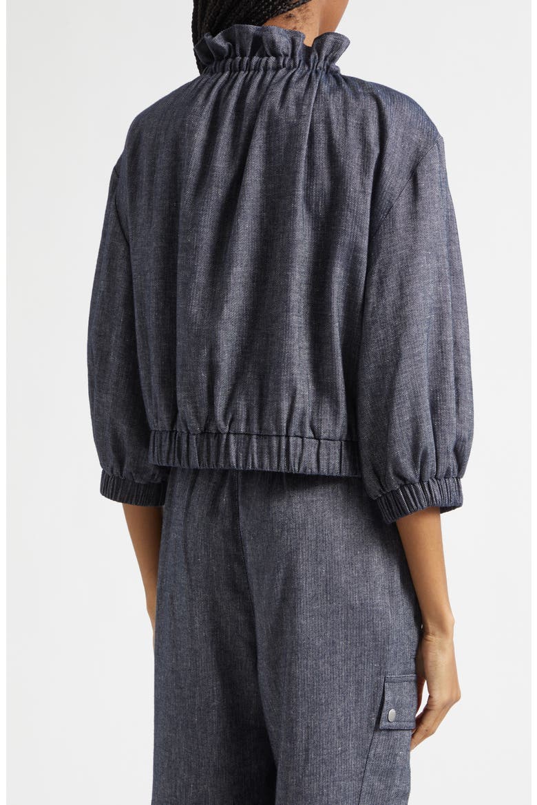 Kaylie Linen & Cotton Jacket, Alternate, color, NAVY/ IVORY