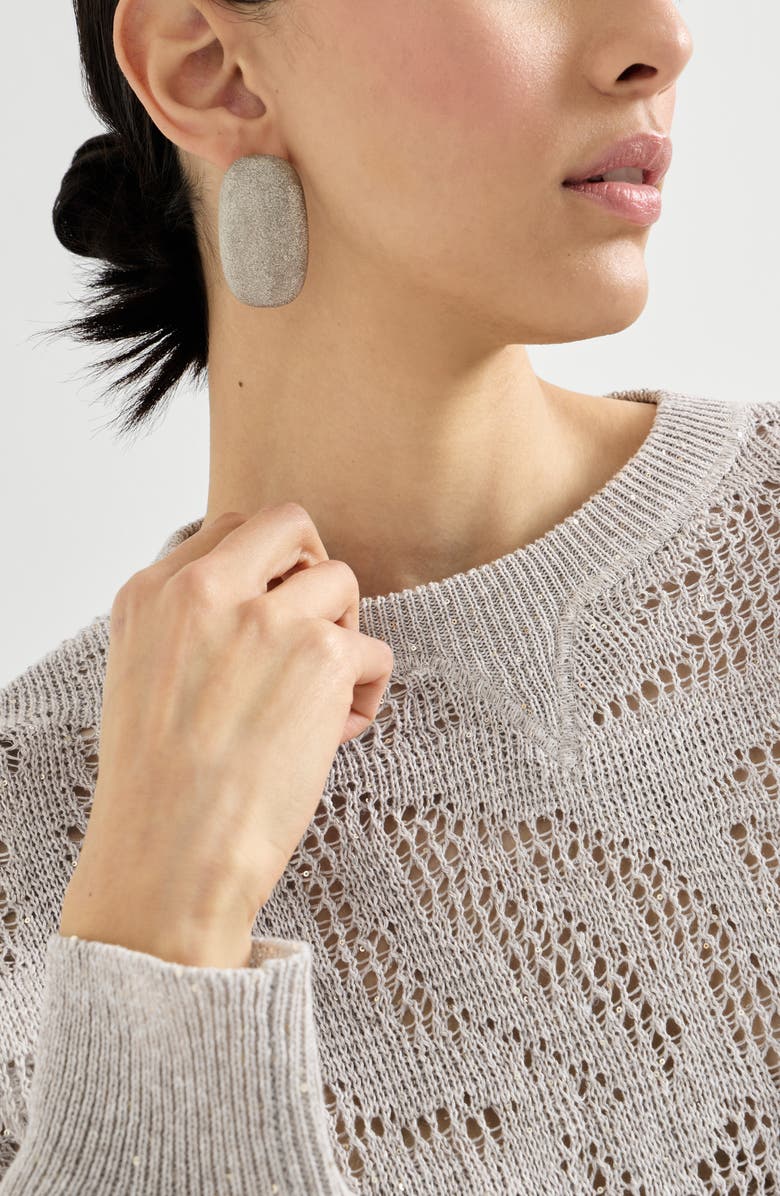 Brunello Cucinelli Dazzling water lilies sweater, Alternate, color, Cool Beige