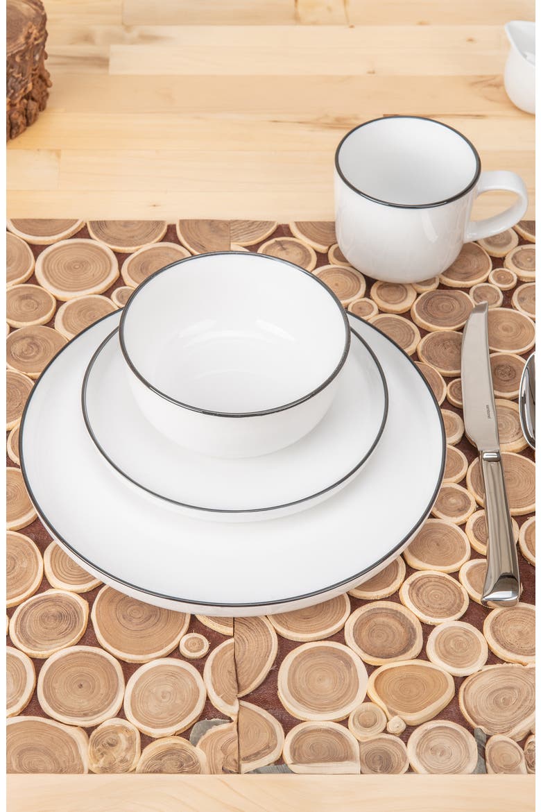 Set of 4 Salad Plates, Alternate, color, WHITE W/BLACK