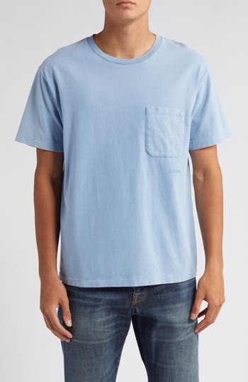 Frame Vintage Wash Pocket T-shirt In Blue