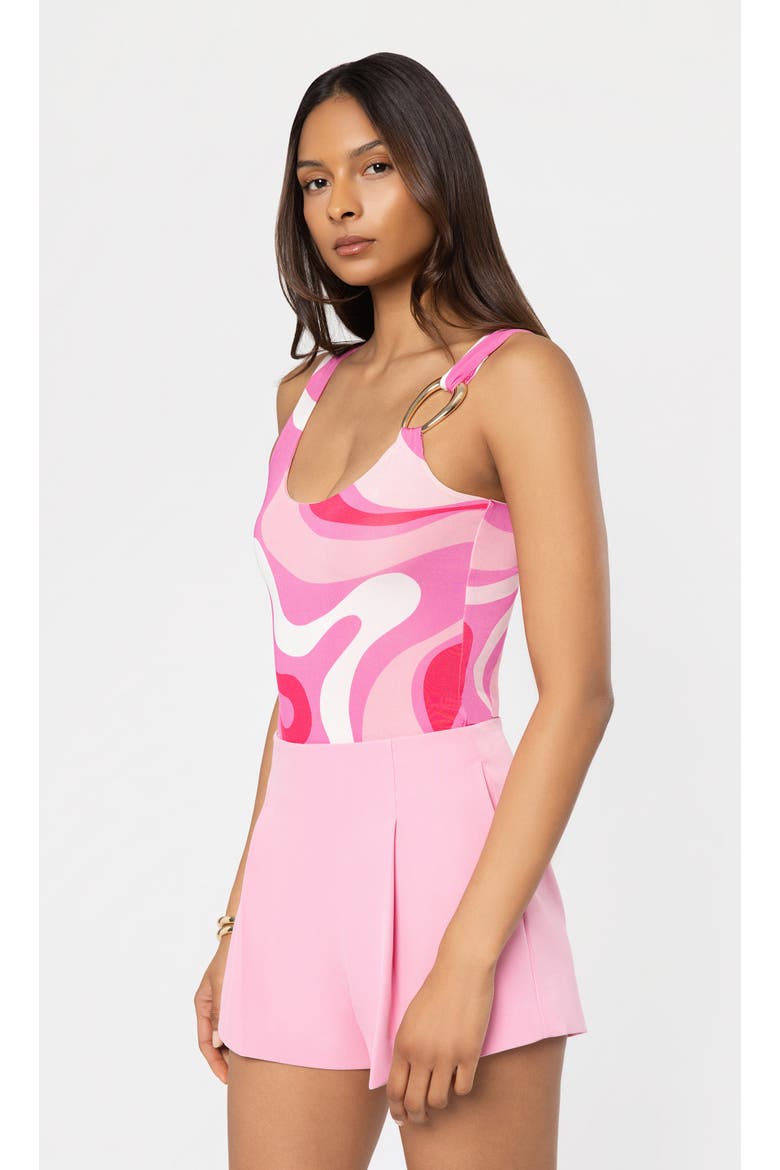 Marius Geometric Sheen Jersey Bodysuit, Alternate, color, Wavy Geo Pink