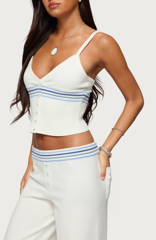 Edikted Miya Stripey Rib Sweater Tank In White