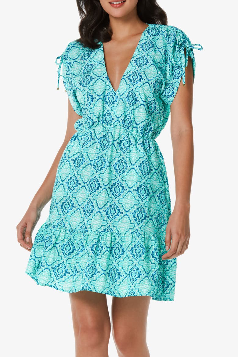 V-Neck Dress, Main, color, Marbella Tile