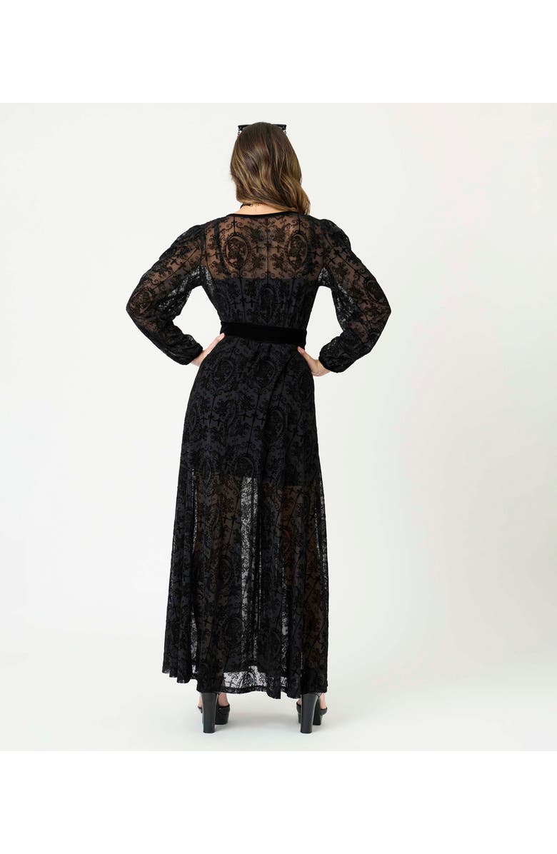 Unique Vintage Billow Long Sleeved Hollywood Duster, Alternate, color, Black