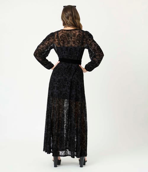 Unique Vintage Billow Long Sleeved Hollywood Duster In Black