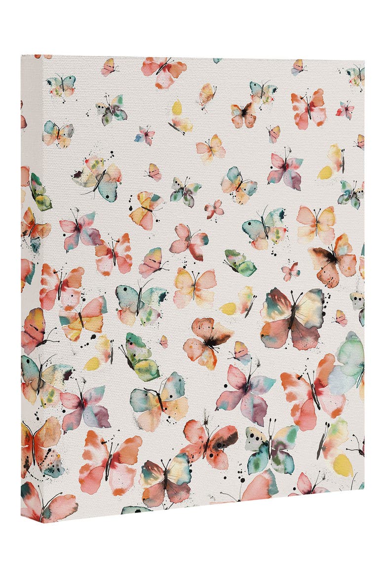 Ninola Design Butterfly Watercolor Canvas Wall Art, Main, color, MULTI