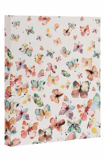 DENY Designs Ninola Design Butterfly Watercolor Canvas Wall Art