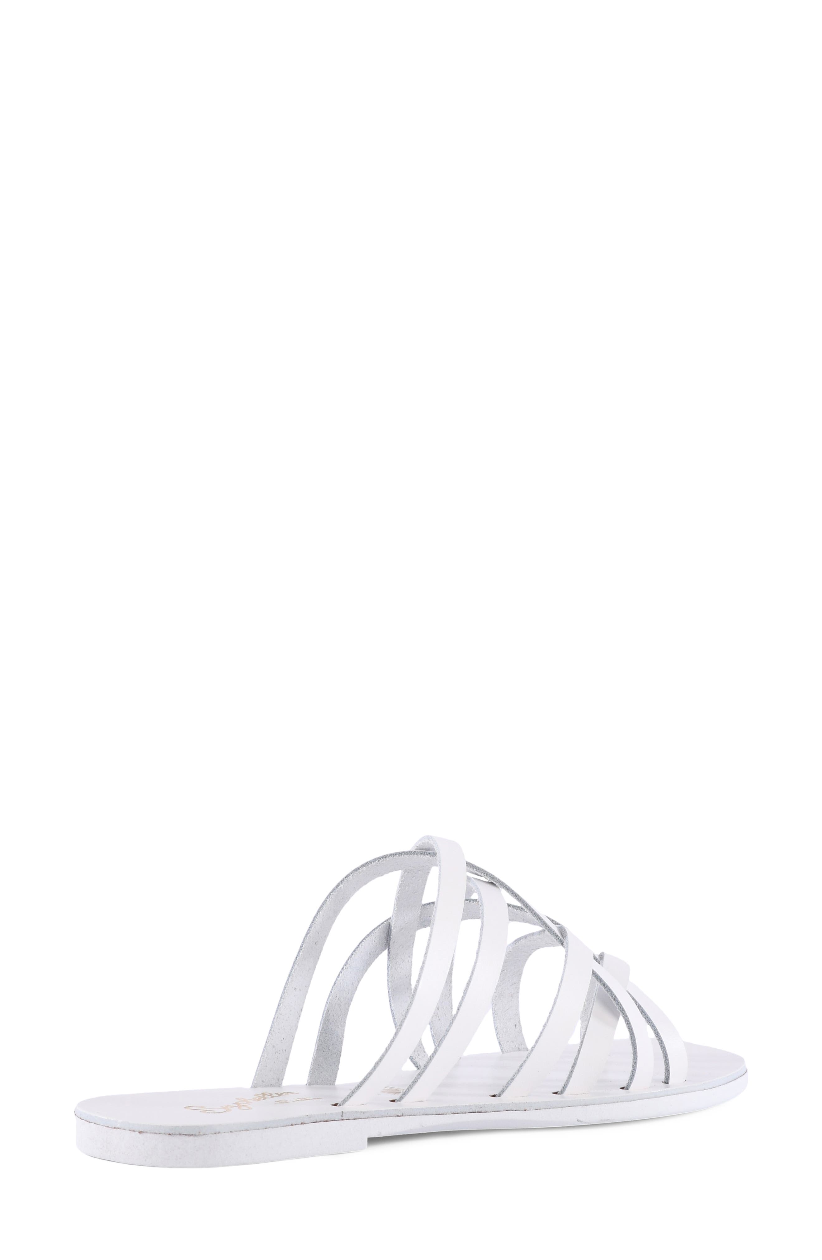 Nice Try Slide Sandal, Alternate, color, WHITE LEATHER