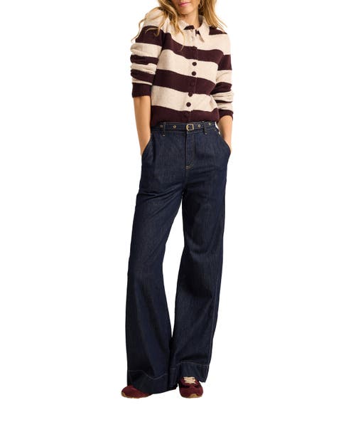 Striped Knit Jumper Collared Pullover Sweater with Long Sleeve