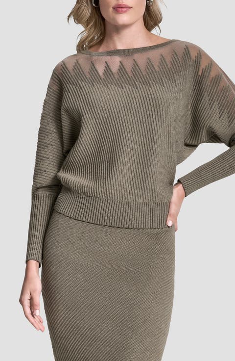 Illusion Rib Boatneck Sweater