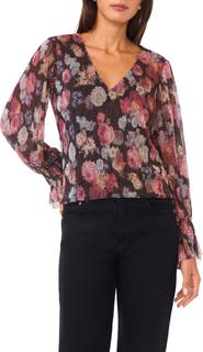 Vince Camuto Metallic Balloon Sleeve Top