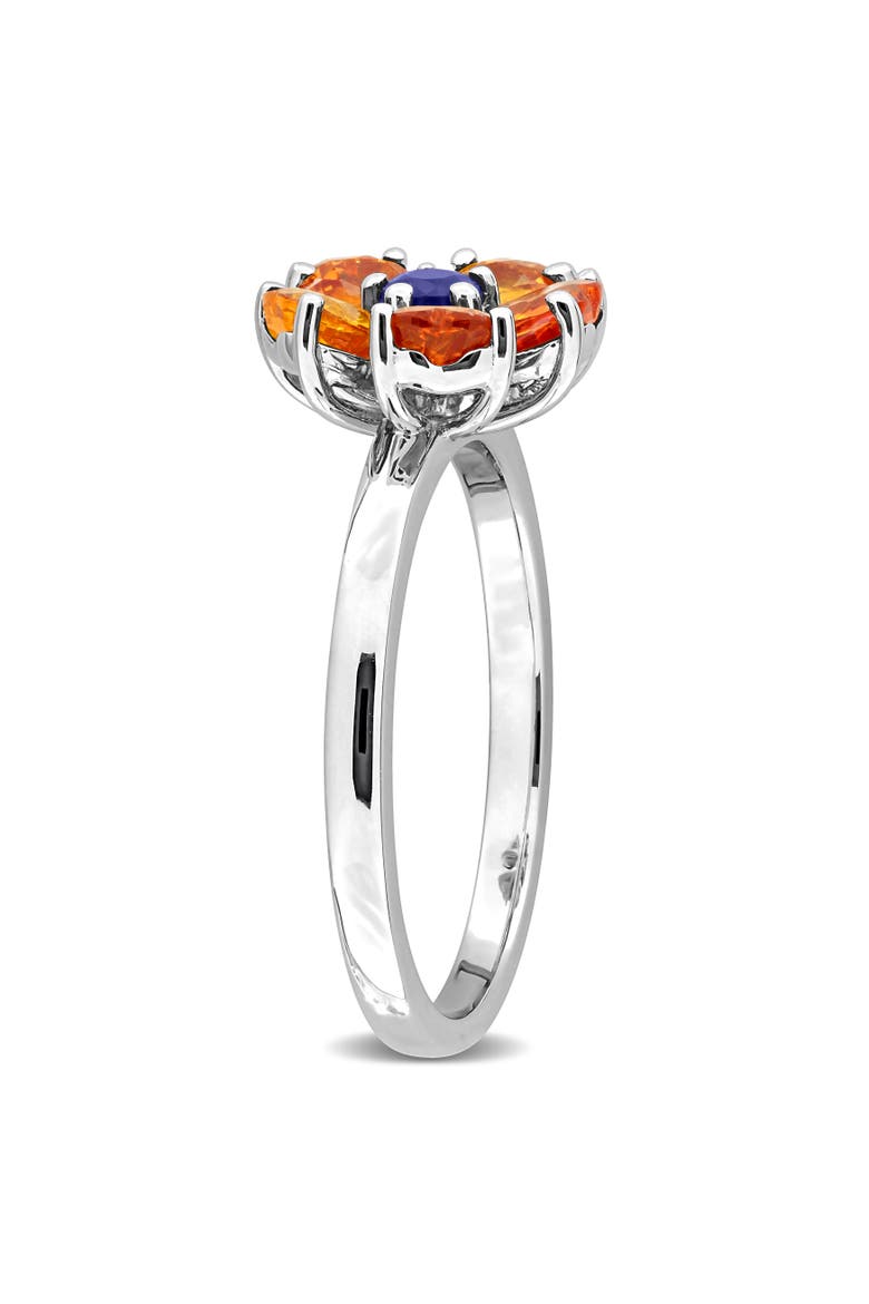 Blue & Orange Sapphire Flower Ring, Alternate, color, Sapphire