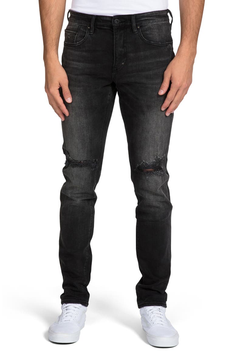 Le Sabre Ripped Slim Fit Jeans, Main, color, BLACK FADE