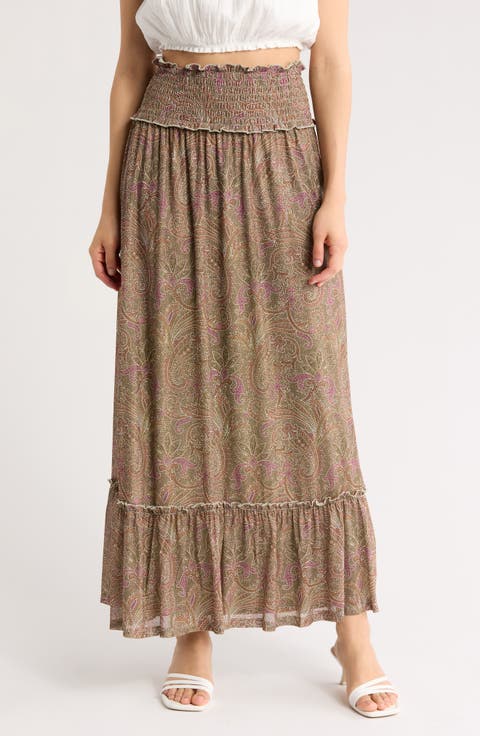 Smocked Maxi Skirt