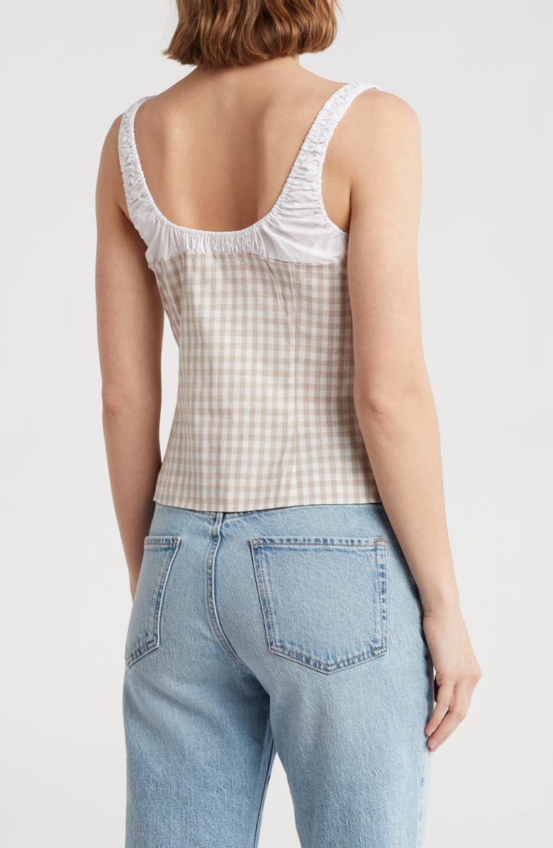 Elodie Gingham Fitted Crop Top, Alternate, color, Light Taupe