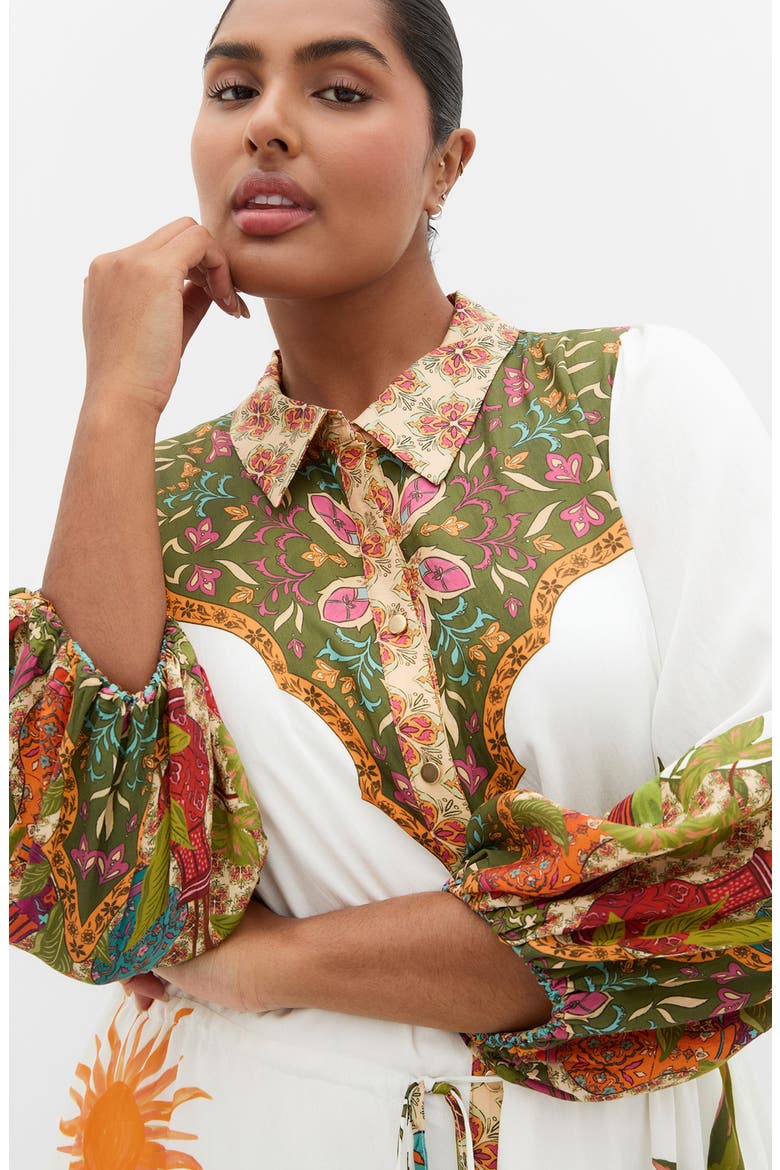 Print Long Sleeve Maxi Dress, Alternate, color, IVORY PARADISE PLC