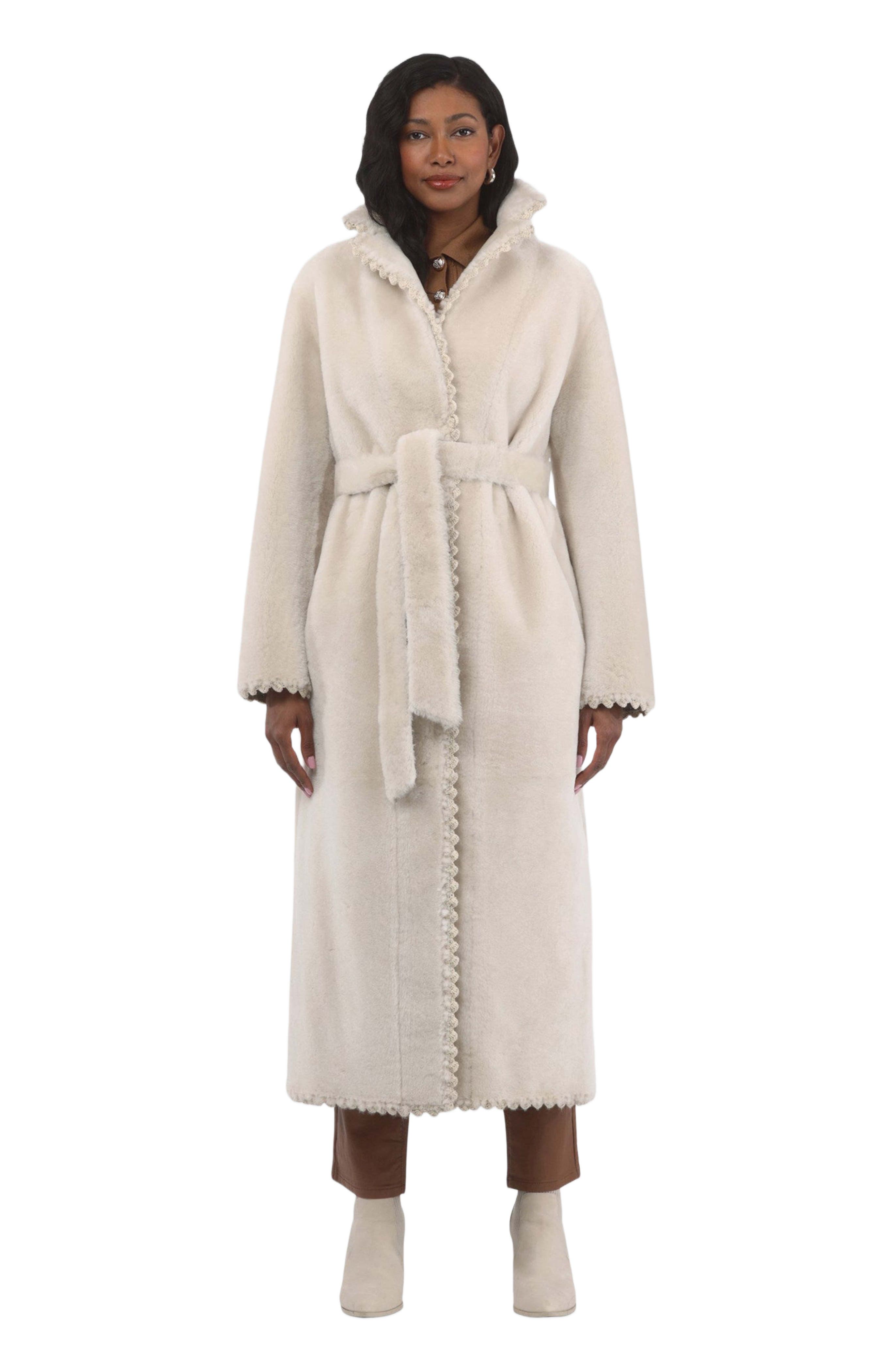 Reversible Genuine Shearling Long Coat - image 3