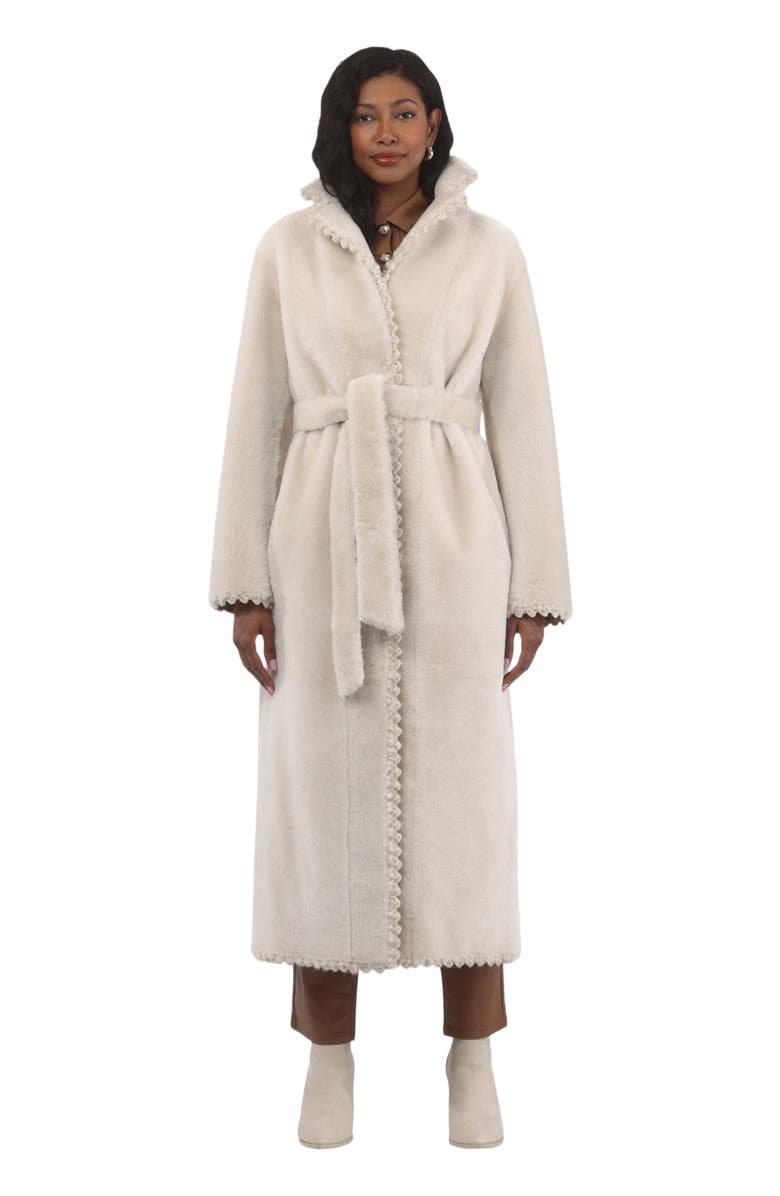GORSKI Reversible Shearling Lamb Long Coat, Main, color, Cream/Cream