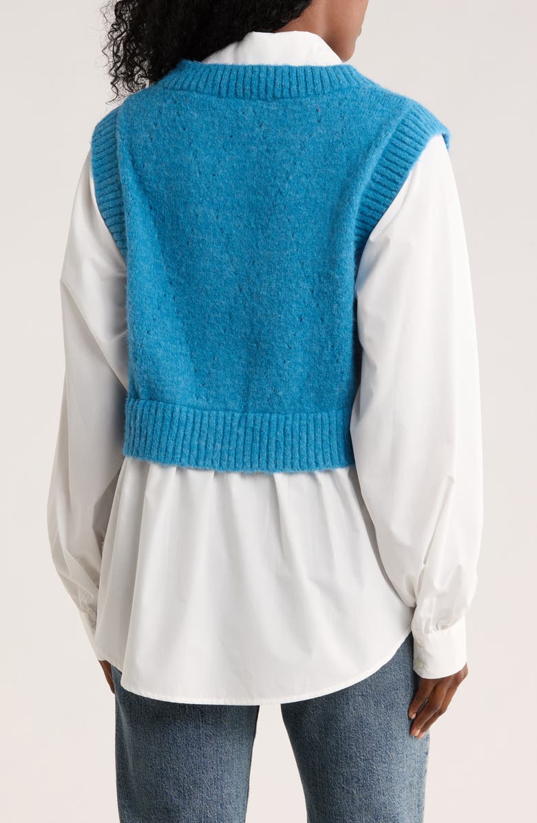 JACQUIE THE LABEL Eloise Mixed Media Vest Shirt, Alternate, color, Marine Blue