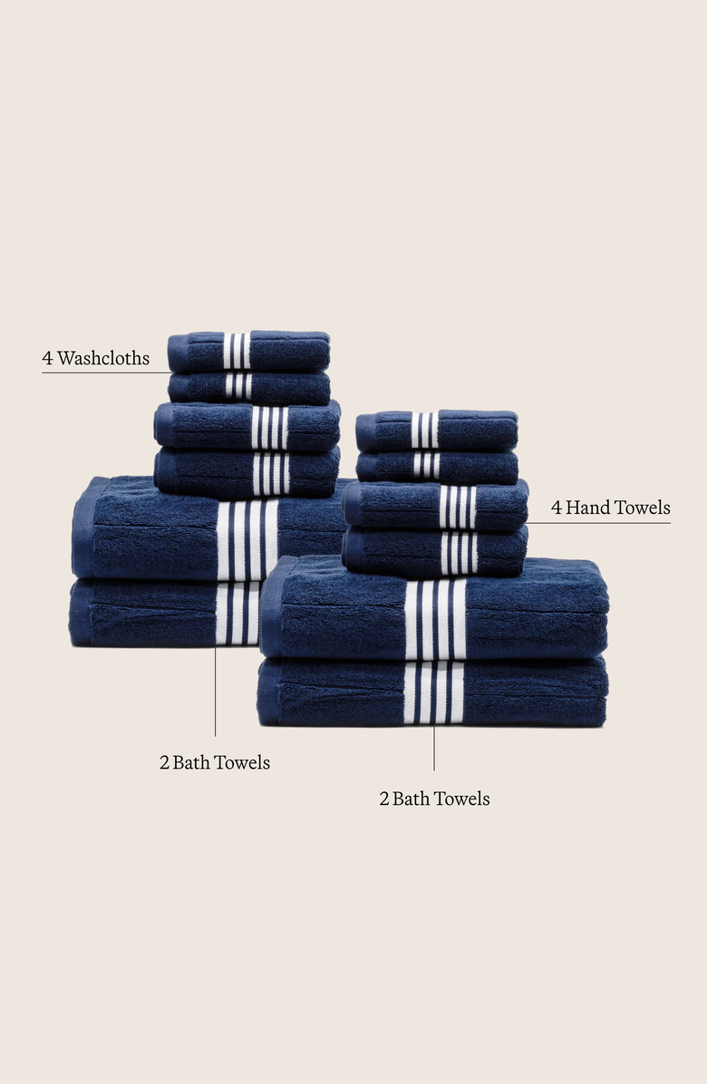 Italic Nautilus Bath Towel Family Set, Alternate, color, Navy / White