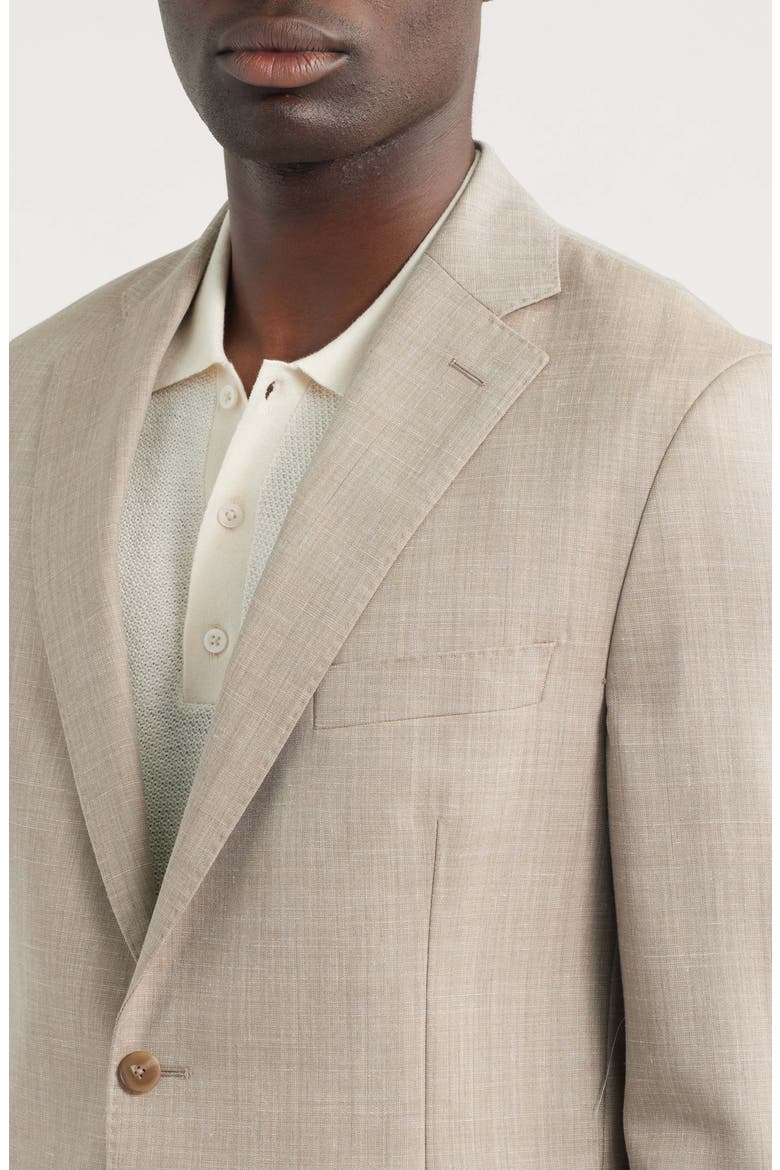 Icon Relaxed Fit Tan Slub Wool & Linen Blend Suit, Alternate, color, TAN