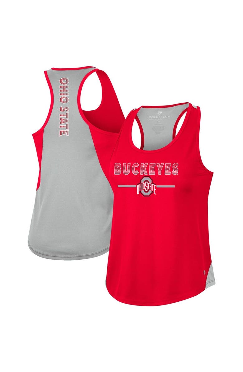 COLOSSEUM Women's Colosseum Scarlet Ohio State Buckeyes Sachs 2-Hit Scoop Neck Racerback Tank Top, Main, color, 