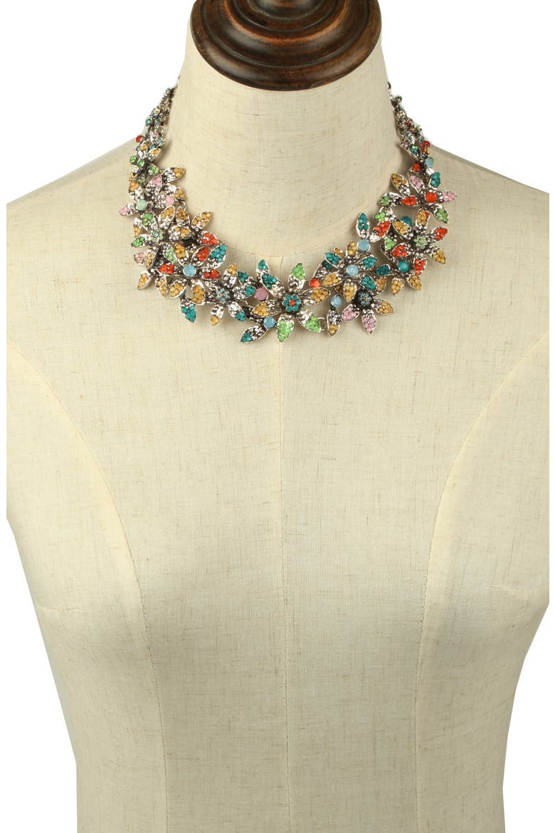 June Pave Crystal Flower Statement Necklace, Alternate, color, SILVER