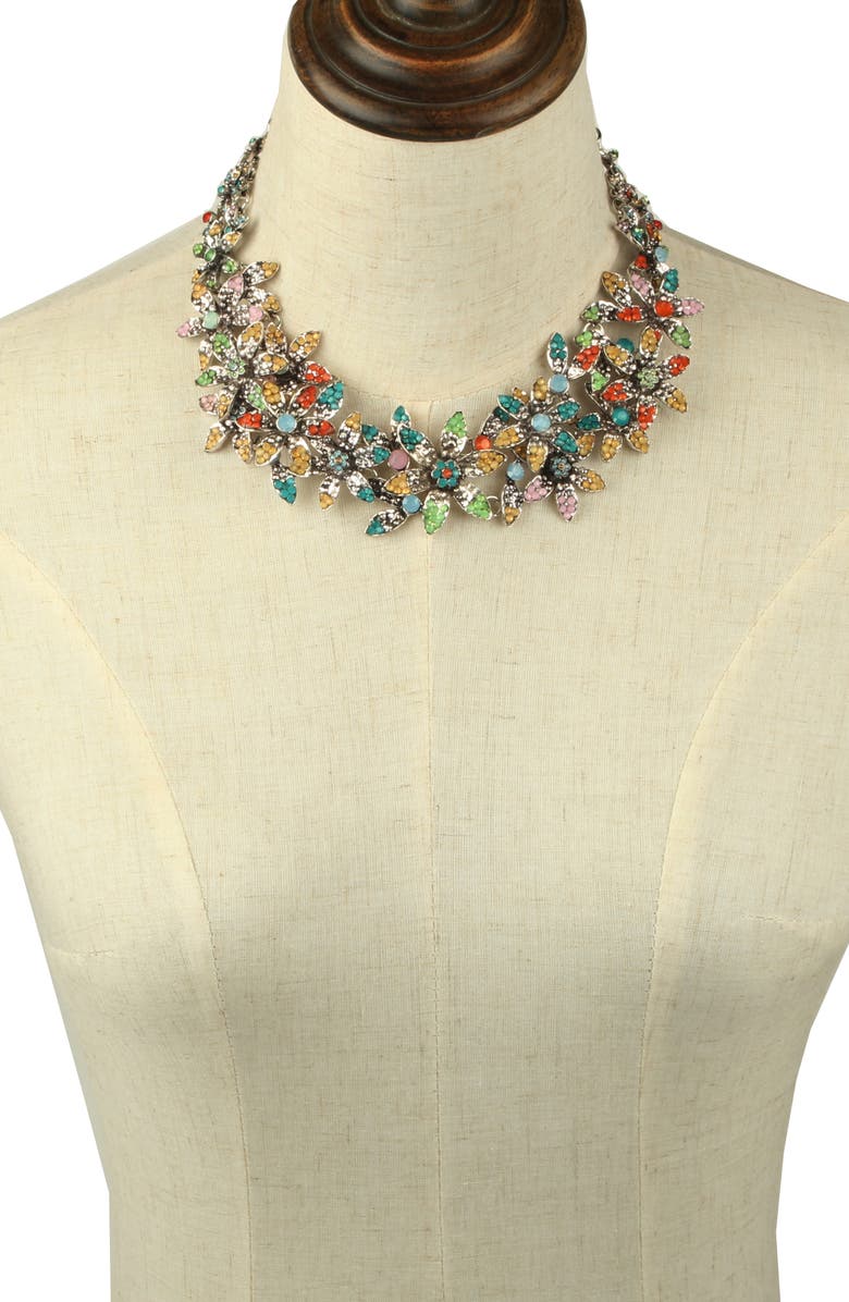 EYE CANDY LOS ANGELES June Pave Crystal Flower Statement Necklace, Alternate, color, 