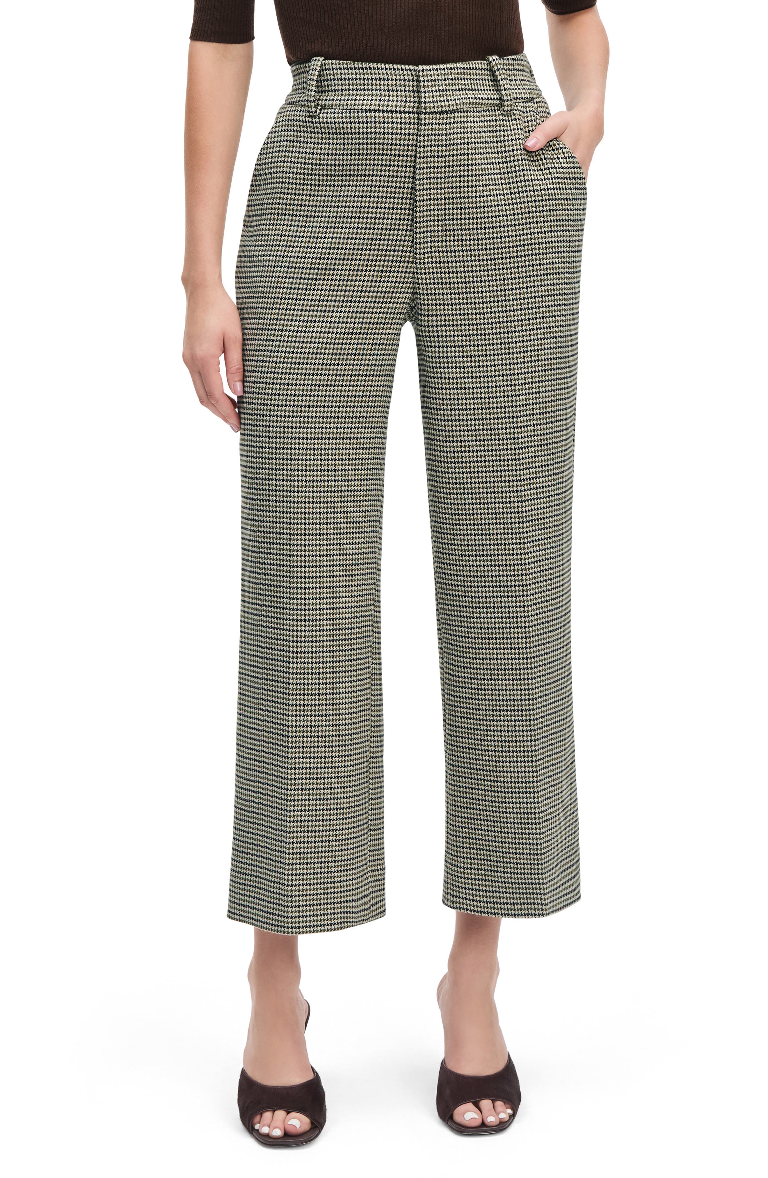 Favorite Daughter Fiona Houndstooth Ankle Straight Leg Pants