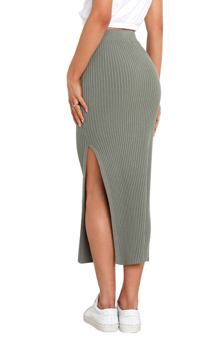 Petal & Pup Bowen Rib Sweater Skirt, Alternate, color, Olive