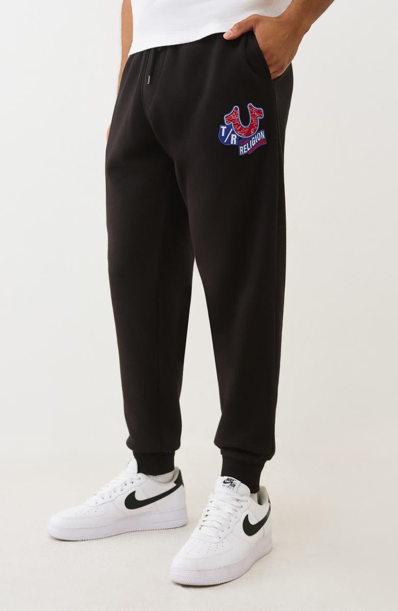 True Religion Embroidered Patch Joggers, Alternate, color, Jet Black