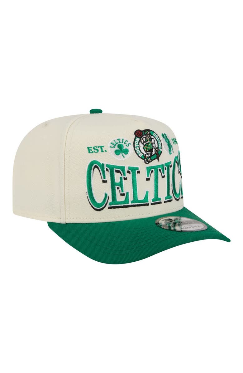 New Era Men's New Era  Cream/Kelly Green Boston Celtics Stretched 2-Tone A-Frame 9FIFTY Adjustable Hat, Alternate, color, Cream