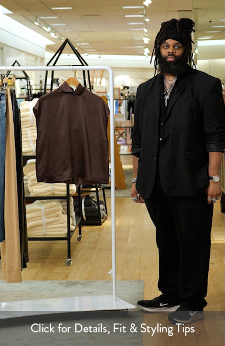 Mock Neck Silk Satin Top, sales video thumbnail