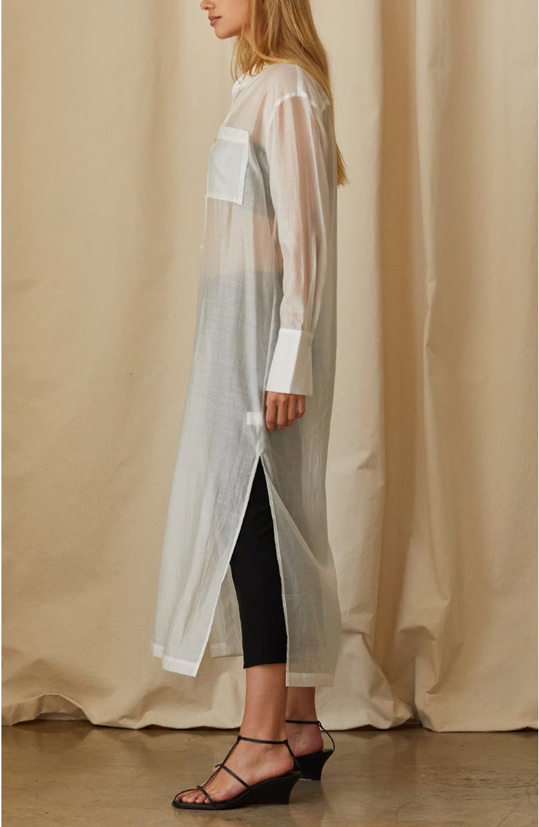 CRESCENT Long Line Sheer Button Up Top, Alternate, color,