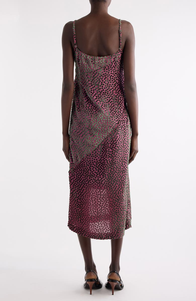 Dries Van Noten Dommino Burnout Polka Dot Slipdress, Alternate, color, Dark Pink