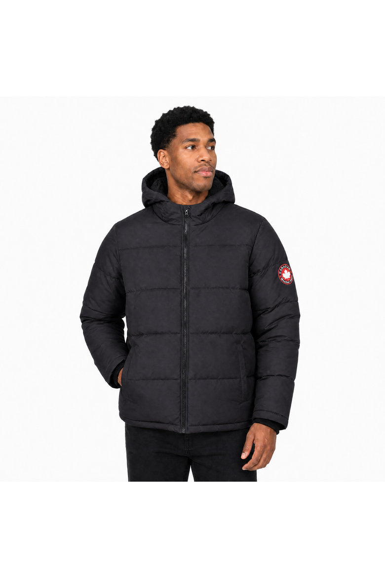 Men's Fleece Lined Hooded Bubble Puffer Jacket, Main, color, Black